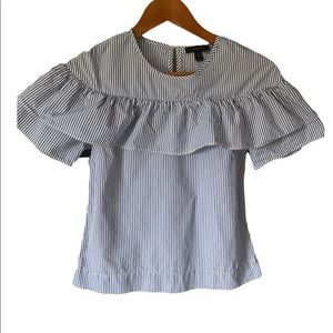J. Crew Edie ruffle shirting style stripes blouse size 00